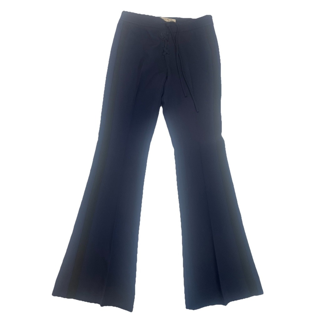 Banana Republic x Olivia Palermo Women 2 Blue Pants Tie Front Zip Side Strip